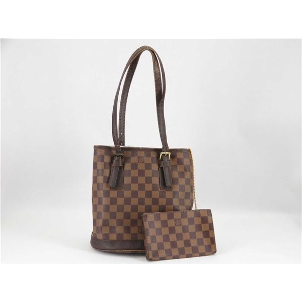 Louis Vuitton Damier Ebene Canvas Leather Bucket Marais PM Bag