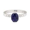 Image 2 : 2.07 ctw Sapphire and Diamond Ring - 14KT White Gold