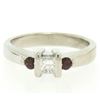 Image 2 : 14k White Gold 0.41 ctw Princess Diamond and Garnet Engagement Ring