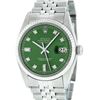 Image 1 : Rolex Mens Stainless Green Diamond 36MM Datejust Wristwatch Oyster Perpetual
