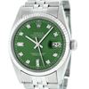 Image 2 : Rolex Mens Stainless Green Diamond 36MM Datejust Wristwatch Oyster Perpetual