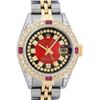 Image 1 : Rolex Ladies 2 Tone Red Vignette String Diamond Lugs & Ruby Datejust Wristwatch