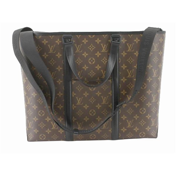 Louis Vuitton Brown Monogram Macassar Canvas Leather Week-End GM Tote Bag