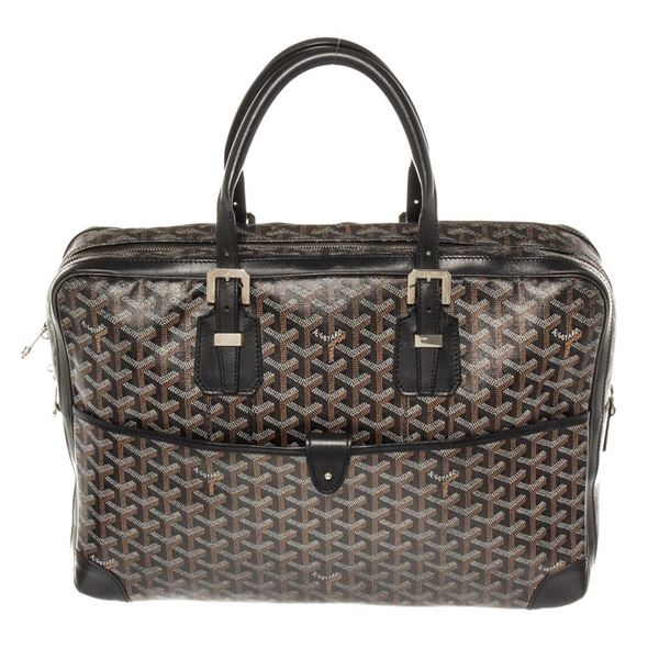 Goyard Black Goyardine Canvas Leather Ambassade MM Briefcase