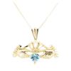 Image 2 : 0.25 ctw Blue Topaz Claddagh Pendant with Chain - 14KT Yellow Gold