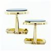 Image 4 : Vintage 14k Yellow Gold Flat Cushion Cut Bluish Gray Chalcedony Swivel Cufflinks