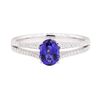 Image 2 : 0.93 ctw Sapphire and Diamond Ring - 18KT White Gold