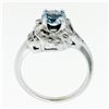 Image 8 : Art Deco 14k White Gold 1.45 ctw Round Aquamarine and Diamond Cocktail Ring