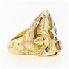 Image 5 : Mens Antique Art Nouveau 14k Two Tone Gold Masonic Round Diamond Dual Nymph Ring