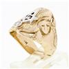 Image 9 : Mens Antique Art Nouveau 14k Two Tone Gold Masonic Round Diamond Dual Nymph Ring