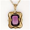 Image 5 : Victorian 8k Gold Octagonal Bezel Set Amethyst Solitaire Pendant Necklace