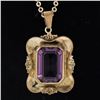 Image 6 : Victorian 8k Gold Octagonal Bezel Set Amethyst Solitaire Pendant Necklace