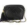 Image 1 : Chanel Black Chevron Quilted Lambskin Leather Camera Fringe Crossbody Bag