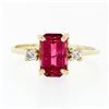 Image 4 : Vintage 14k Gold 2.20 ctw Emerald Pink Tourmaline Ring w/ Round Diamond Accents