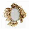 Image 4 : Vintage 14k Gold Oval Opal Solitaire & Nugget Textured Free Form Cocktail Ring