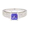 Image 2 : 1.45 ctw Princess Brilliant Tanzanite And Princess Cut Diamond Ring - 18KT White
