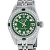 Image 1 : Rolex Ladies Stainless Steel Green Emerald & Diamond Datejust Wristwatch