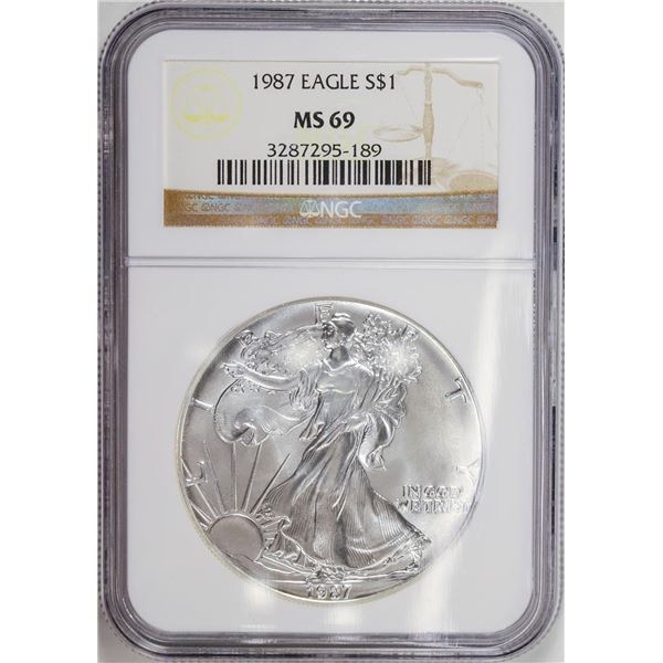 1987 American Silver Eagle .999 Fine Silver Dollar Coin NGC MS69
