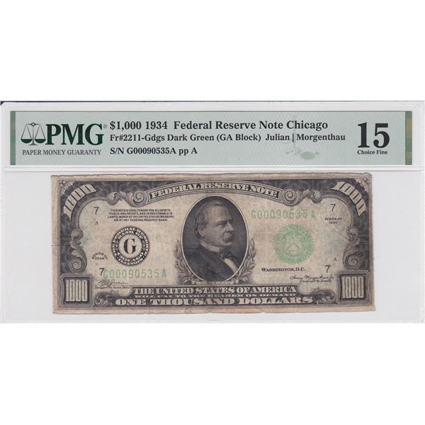 1934 $1000 Federal Reserve Note Chicago