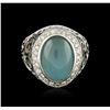 Image 2 : 14KT White Gold 9.14 ctw Aquamarine and Diamond Ring