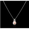 Image 2 : 14KT White Gold 4.90 ctw Coral and Diamond Pendant With Chain