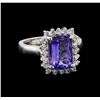 Image 1 : 3.25 ctw Tanzanite and Diamond Ring - 14KT White Gold