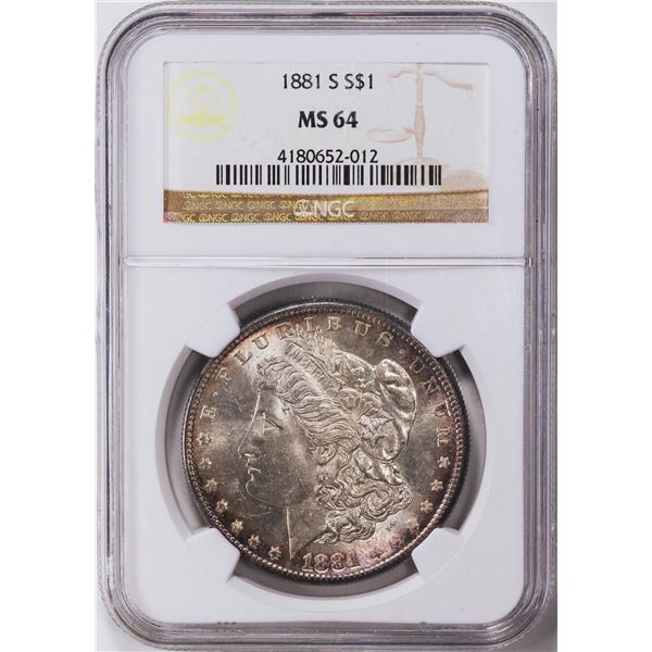 1881-S $1 Morgan Silver Dollar Coin NGC MS64