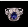 Image 1 : 1.50 ctw Tanzanite and Diamond Ring - 14KT White Gold