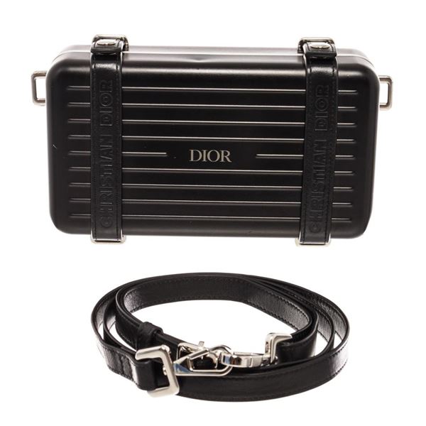 Christian Dior X Rimowa Black Aluminum Calfskin Leather Personal Clutch