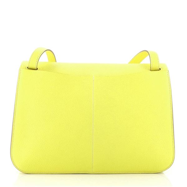 Hermes Yellow Clemence Leather Halzan 31 Handbag