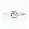 Image 4 : Vintage Solid 14k White Gold .46 ctw Prong Round Diamond Solitaire Engagement Ri