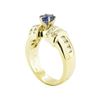 Image 4 : 1.40 ctw Round Brilliant Blue Sapphire And Diamond Ring - 14KT Yellow Gold