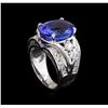 Image 4 : 8.75 ctw Tanzanite and Diamond Ring - 14KT White Gold