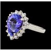 Image 1 : 3.84 ctw Tanzanite and Diamond Ring - 14KT White Gold