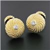 Image 6 : Vintage 14k Two Tone Gold 0.30 ctw Diamond Swirl Twisted Wire Button Cuff Links