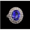 Image 2 : 14KT White Gold 5.56 ctw Tanzanite and Diamond Ring