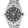 Image 1 : Rolex Mens Stainless Steel Diamond Lugs Rhodium Diamond & Ruby Datejust Wristwat