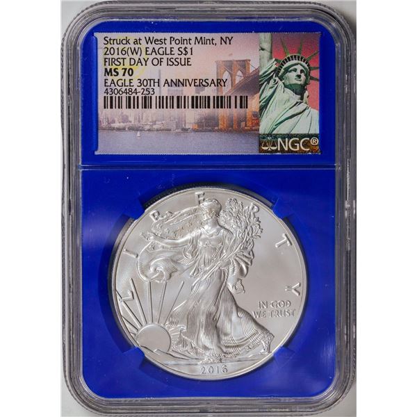 2016-W American Silver Eagle .999 Fine Silver Dollar Coin NGC MS70