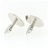 Image 3 : French Men's Vintage 18k Gold Florentine Finish Diamond Oval Swivel Cufflinks