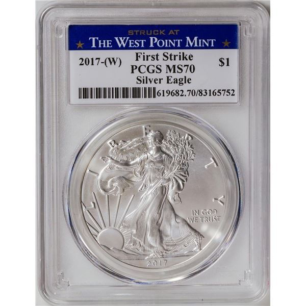 2017-W American Silver Eagle .999 Fine Silver Dollar Coin PCGS MS70