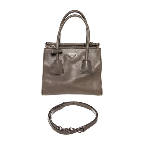 Prada Gray Saffiano Leather Suede Shoulder 2Way Bag