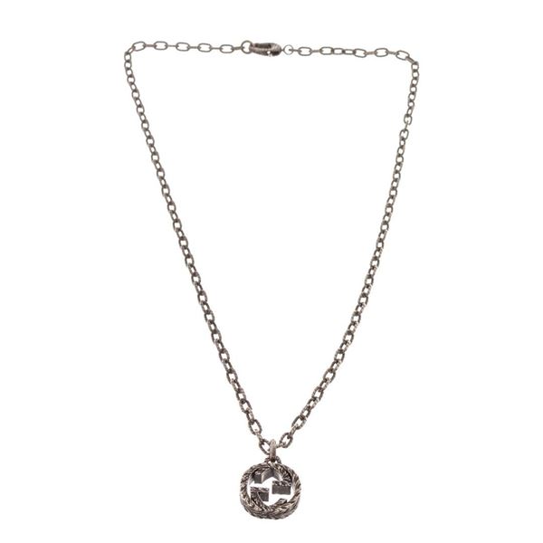 Gucci Silver-tone Interlocking GG Necklace