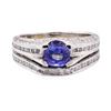 Image 2 : 2.59 ctw Sapphire Stone And Diamond Ring And Attached Band - 18KT White Gold