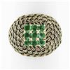 Image 1 : Vintage 18k Yellow Gold .72 ctw Round Emerald Twisted Wire Basket Weave Dome Rin