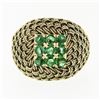 Image 4 : Vintage 18k Yellow Gold .72 ctw Round Emerald Twisted Wire Basket Weave Dome Rin