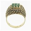 Image 7 : Vintage 18k Yellow Gold .72 ctw Round Emerald Twisted Wire Basket Weave Dome Rin
