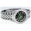 Image 3 : Rolex Mens Stainless Steel Green Vignette Roman Diamond Datejust Wristwatch