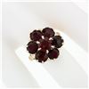 Image 3 : Vintage Retro 14k Gold 7.6 ctw Garnet Solitaire Halo Cluster Flower Cocktail Rin