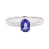 Image 2 : 1.14 ctw Sapphire and Diamond Ring - 18KT White Gold