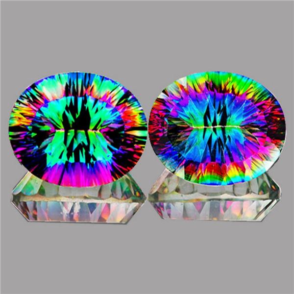 Natural Rainbow Mystic Quartz Pair {Flawless-VVS1}